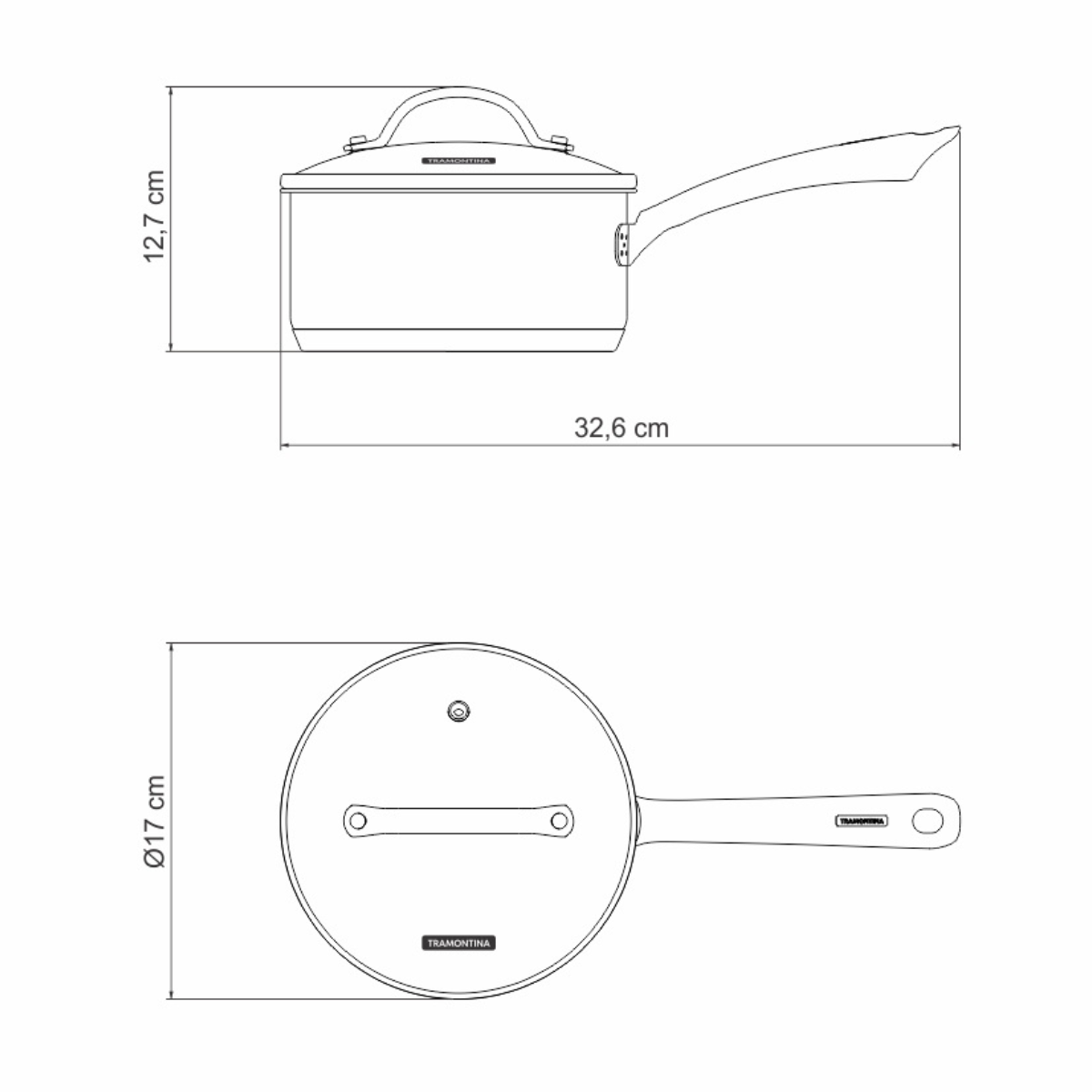 Tramontina Una 16cm Sauce Pan with Lid, 18/10 Stainless Steel, Induction