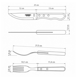 Tramontina Polywood Jumbo Tableware Set, 4 Pcs, Stainless Steel