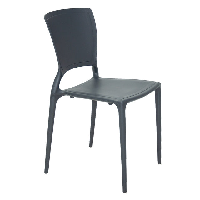 Tramontina Summa Sofia chair with solid backrest, dark grey molded seat and legs