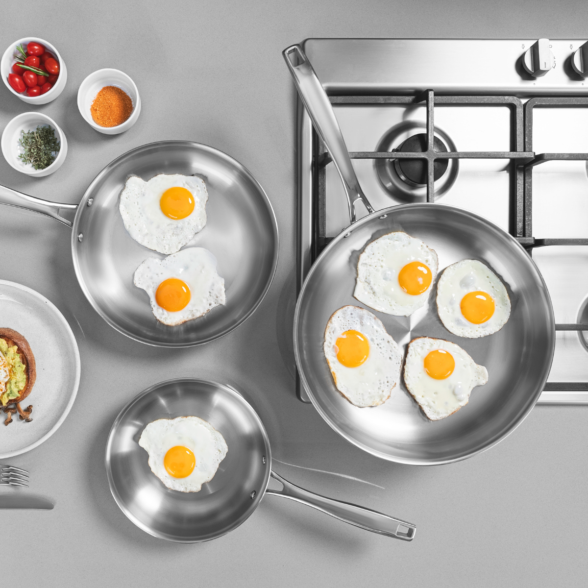 (Pre-Order)Tramontina Grano Frying Pan, 18/10 Stainless Steel, Induction