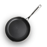 Tramontina Tektile frying pan viewed from above, showing its textured dark interior