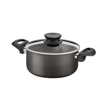 tramontina paris saucepan with tempered glass lid in black 