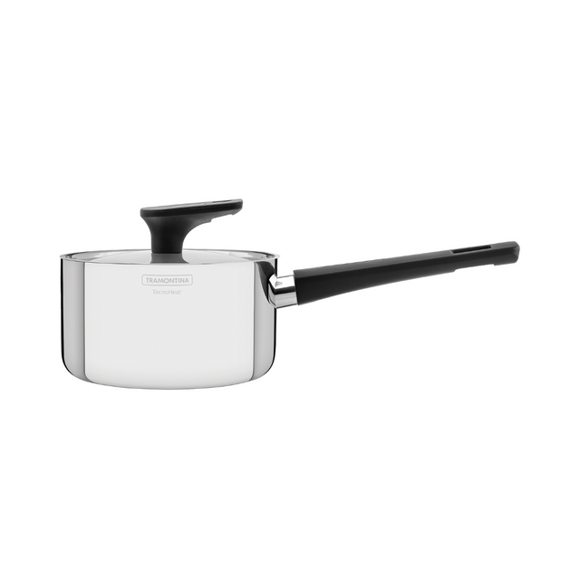 18/10 stainless sauce pan with black Bakelite lid knob and handle, 16cm